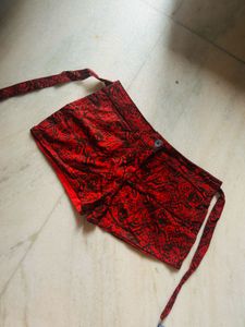 Red &amp; Black Patterned Mini Short