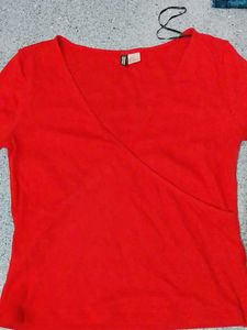 H&amp;M V-Neck Red T-Shirt