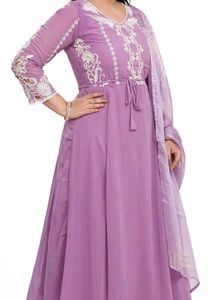 Elegant Embroidered Levender gown with duppata