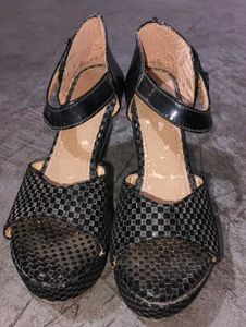 Black Wedge Sandals