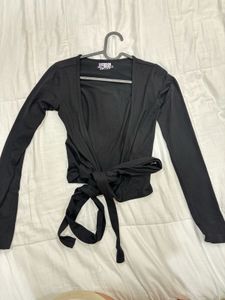 Black Ballet Wrap Top (S)
