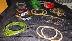 bangles combo multi colour festive green red golde