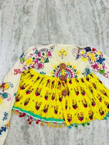 Vibrant Embroidered Kurta with Tassels