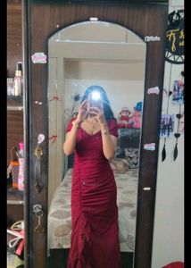 Elegant Red Ruffled Midi Dress