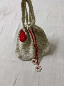 🆕Handmade Knitted Drawstring Pouch/ Bag