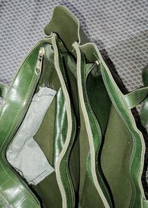 Green Faux Crocodile Tote Bag