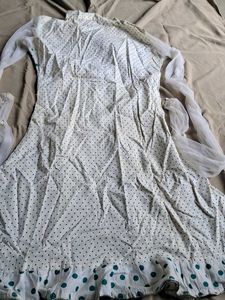 Polka Dot Kurta with Sheer Sleeves