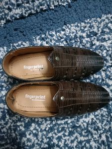 Fingerprint Brown Slip-On Shoes