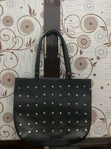 Chic Black Studded Tote Bag