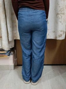 Blue Denim Casual Pants