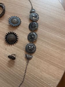 Oxidised Silver Ethnic Jewellery Set