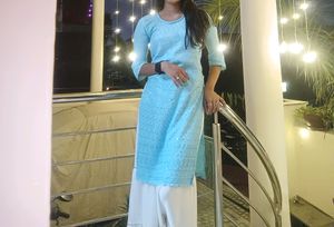 Chic Sky Blue Kurti Set