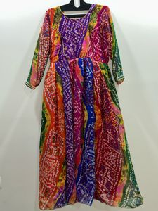 LEHERIA BANDHEJ GOWN
