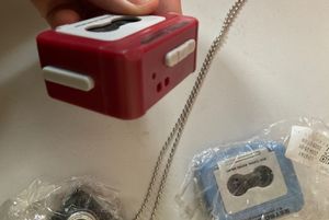 Red Retro Cassette Tape model working song and rec