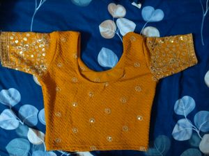 Mustard Embellished Readymade Blouse
