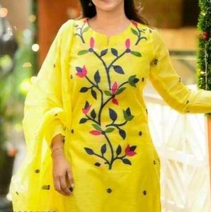 Yellow Embroidered Kurta Set