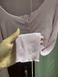 Cute Pink Cropped Long Sleeve Top