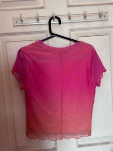 Pink Ombre Mesh Crop Top
