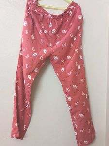Coral Leaf Print Pajama Pants