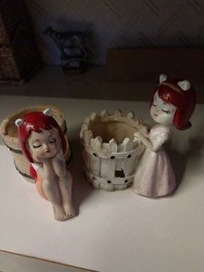 Vintage Ceramic Figurines with Buckets