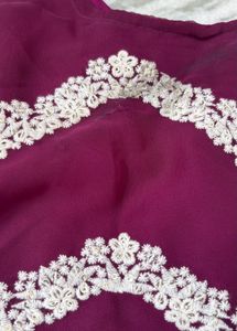 Elegant Plum Kurta with White Embroidery
