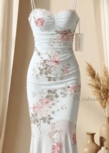 Floral Print Strapless Midi Dress