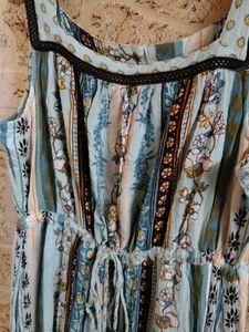 Boho Print Tie-Waist Maxi Dress