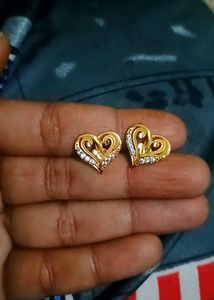 Gold plated heart Shaped Earrings with Stones