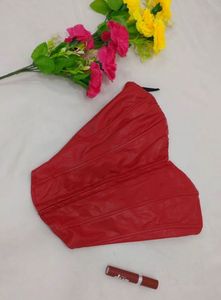 Red Faux Leather corset top