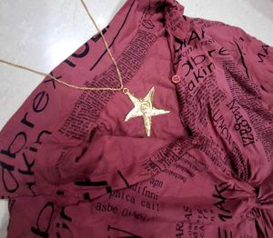 Unique Print Top With Cross Detailing