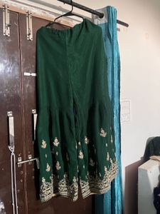 green garara frock set