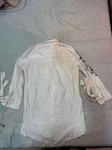 White Floral Print Button-Up Shirt