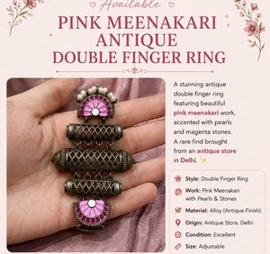 Pink Meenakari Antique Double Finger Ring
