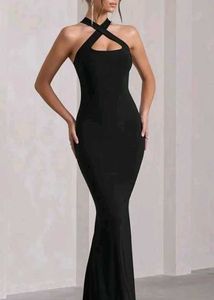 Elegant Black Halter Neck Maxi Gown