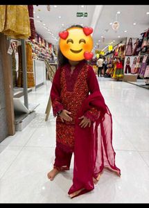 Elegant Embroidered Red Kurta