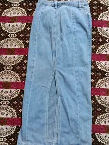 Light Wash Denim Maxi Skirt