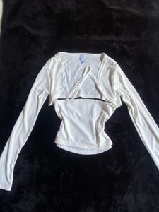 White Cropped Top with Cardigan