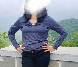 Elegant Gray Long Sleeve Top