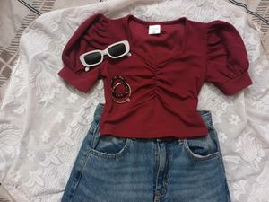 Chic Ruched Puff Sleeve Top