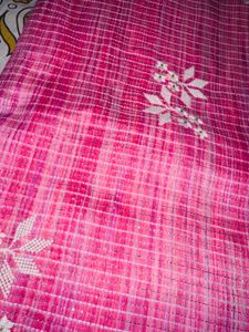 Cotton Pink Embroidered Saree