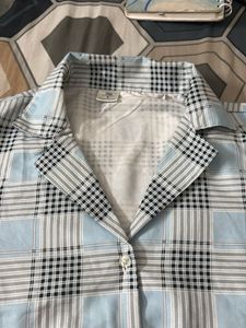 Light Blue Plaid Button-Up Shirt