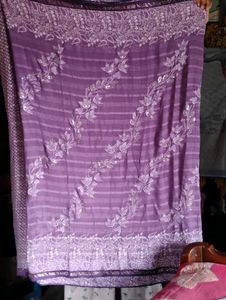 Elegant Purple Embroidered Saree BRAND NEW