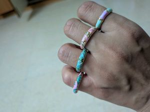 Set of Colorful Enamel Rings