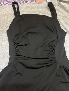 Chic Dark Gray Square Neck Dress
