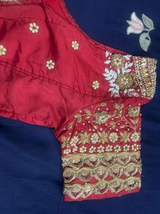 Embroidered Red Silk Blouse