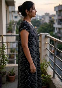 Comfortable Black Printed Nightgown