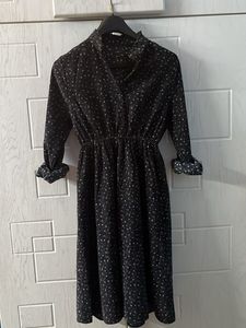 Black Printed Midi Dress
