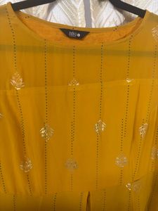 Mustard Yellow Printed Kurta