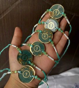 Handmade Teal & Gold Charm Bracelets