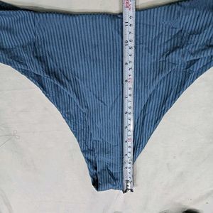 ❤️‍🔥 Blue Ribbed High-Waisted Bikini Bottom
